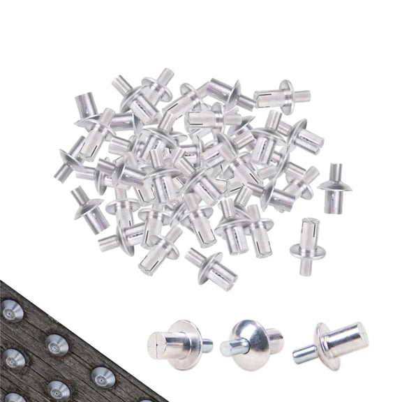 Half Round Head Aluminum Core Rivets,QZS Knock Type Expansion Aluminum Rivets,0.2x0.35In Fixing Nails for Furniture,100Pack
