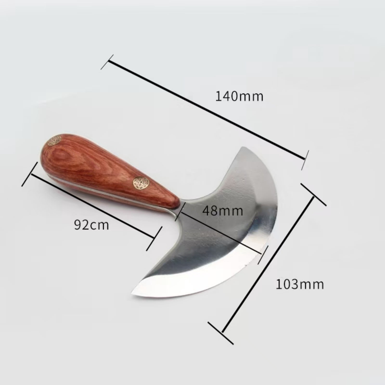 Half Round Leather Cutting Knife – High-Speed Steel Skiving & Trimming Tool with Pearwood Handle for DIY Leathercraft, Wallet, Belt & Bag Making (Small / Medium / Large)