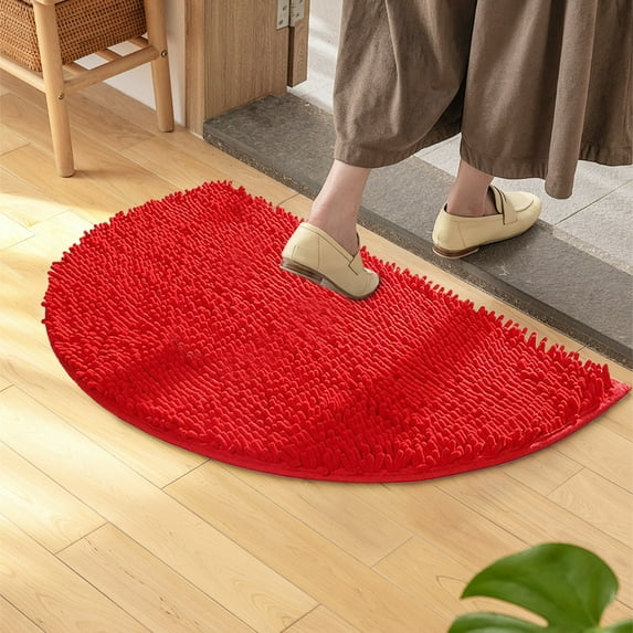 Half Round Non-Slip Bathroom Rug | Water Absorbing Foot Mat | 40x60cm Soft Microfiber Carpet for Bedroom, Toilet & Entrance | Washable & Pet-Friendly Household Mat