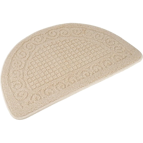 Half Round Non-Slip Kitchen Bathroom Toilet Doormat Floor Rug Mat Keeps Your Floors Clean Decor (Small, Camel)