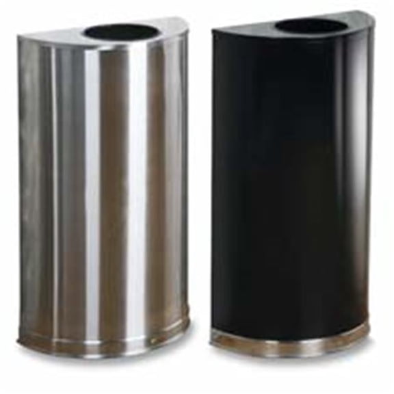 Half Round Receptacles- Open Top- 12 Gallon- 18in.x9in.x32in.- BK-CE