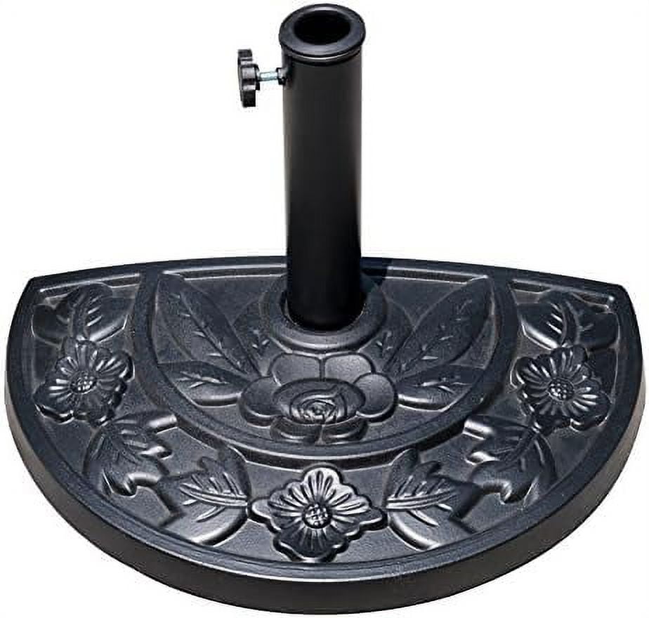 Half Round Resin Umbrella Base for Half Patio Umbrella, Black