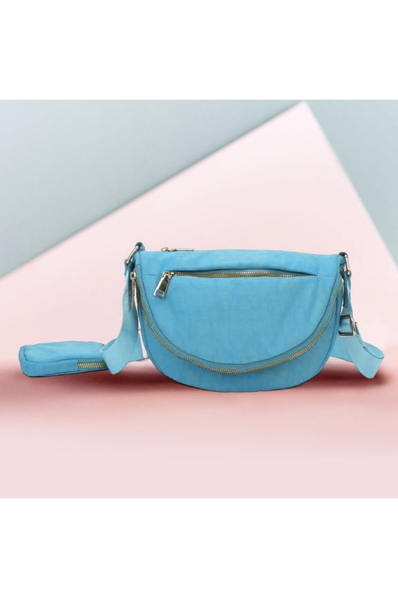 Half Round Solid Nylon Crossbody Bag