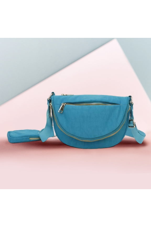 Half Round Solid Nylon Crossbody Bag