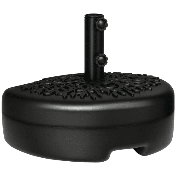 Half Round Umbrella Base, Sand or Water Filled Half Patio Umbrella Stand Holder for Lawn, Deck, Backyard and Garden, 40lb Capacity Water or 46lb Capacity Sand, Fit 1.5"or 2" Pole, Black