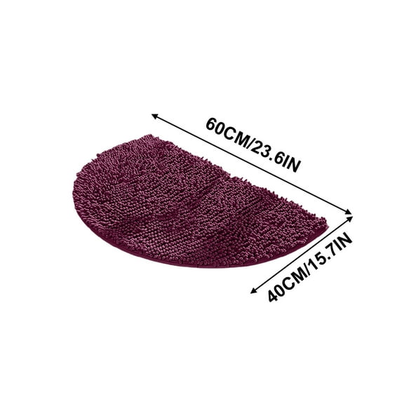 Half Round Water Absorbing Bath Mat | Non-Slip Microfiber Carpet for Bathroom & Bedroom | Soft Washable Floor Mat | 35x50cm | Modern Home Decor Rug with Rubber Backing