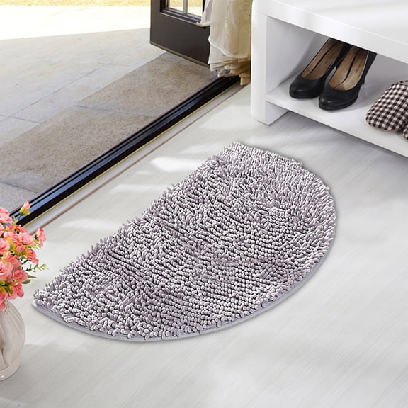 Half Round Water Absorbing Bath Mat Non Slip Soft Microfiber Door Mat 35x50cm