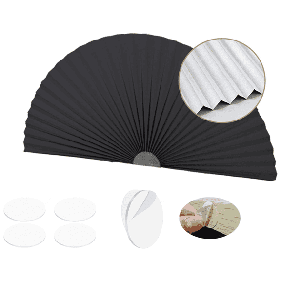 Half Round Window Shade,Full Blackout Blinds,Arch Window Shades Half Circle Non-Woven Fabric Self Adhesive Cordless Window Decoration Easy to Install