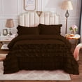 thumbnail image 1 of Half Ruffle Duvet Cover Set 3 Piece, 100% Egyptian Cotton, with Hidden Zipper Closure, 400 Thread Count, Extra Soft and Luxury - Chocolate Solid, Cal King Size., 1 of 4