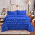 thumbnail image 1 of Half Ruffle Duvet Cover Set 5 Piece, 100% Egyptian Cotton, with Hidden Zipper Closure, 400 Thread Count, Half Ruffle Design, Extra Soft and Luxury - Royal Blue Solid, Super King Plus Size., 1 of 4