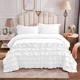 thumbnail image 1 of Half Ruffle Duvet Cover Set 5 Piece, 100% Egyptian Cotton, with Hidden Zipper Closure, 400 Thread Count, Half Ruffle Design, Extra Soft and Luxury - White Solid, Full Size., 1 of 4