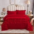 thumbnail image 1 of Half Ruffle Duvet Cover Set 5 Piece, 100% Egyptian Cotton, with Hidden Zipper Closure, 400 Thread Count, Half Ruffle Design, Extra Soft and Luxury - Burgundy Solid, Super King Size., 1 of 4
