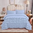 thumbnail image 1 of Half Ruffle Duvet Cover Set 5 Piece, 100% Egyptian Cotton, with Hidden Zipper Closure, 400 Thread Count, Half Ruffle Design, Extra Soft and Luxury - Light Blue Solid, Eastern King Size., 1 of 4