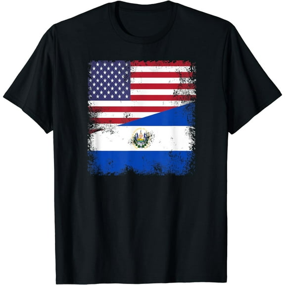 Half Salvadoran Flag T-Shirt | Vintage El Salvador USA Gift