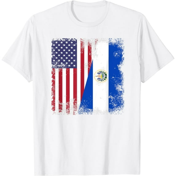 Half Salvadoran Flag T-Shirt | Vintage El Salvador USA Gift