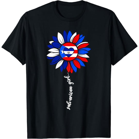 Half Salvadorian And Puerto Rican Rico El Salvador Flag Girl T-Shirt