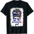 thumbnail image 1 of Half Salvadorian And Puerto Rican Rico El Salvador Flag Gril T-ShirtMen and women, Black T-shirt, size: Extra large, 1 of 4