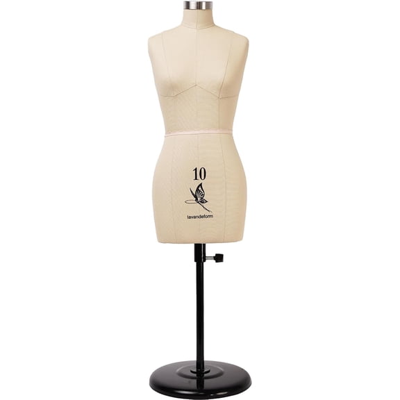 Half Scale Dress Form Pro Size 10 Detailed Mini Mannequin, Fully Pinable Dressmaker Dummy for Pattern Making (Beige)