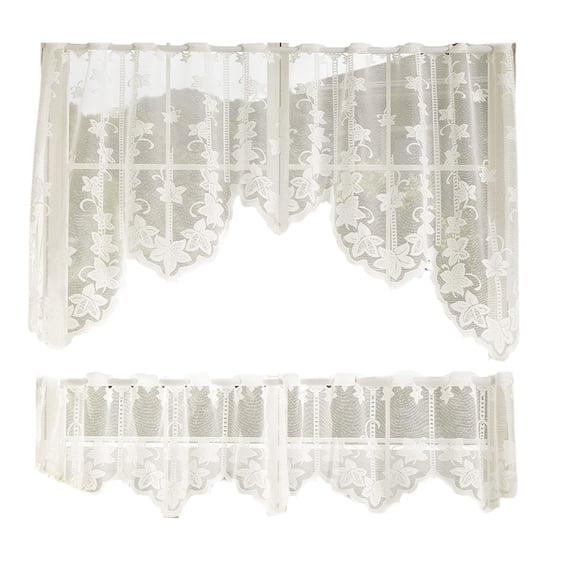 Half Sheer Lace Curtains Set of 2 Delicate Light Diffusions Window Treatments For Daily Use