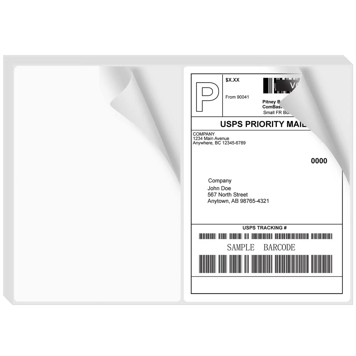 Half Sheet Self Adhesive Rounded Corner Shipping Labels for Laser and