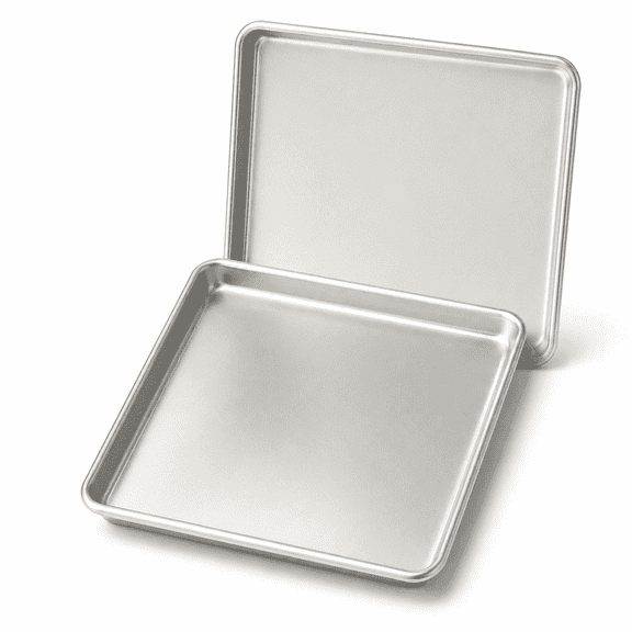PLERISE Half Sheet Baking Pan, Pure Aluminum with Warp-Proof Rim, 2-Pack, 17.9 x 12.9 x 1 Inch