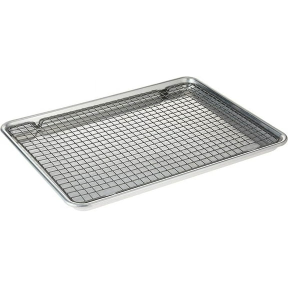 Half Sheet with Oven Safe Nonstick Grid, 2 Piece Set, Natural