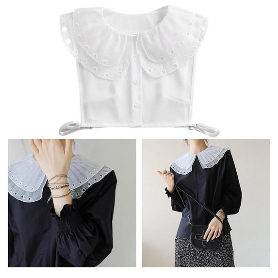 Half Shirt Blouse Detachable Chiffon Fake Collar Peter Pan Faux Collar for Women