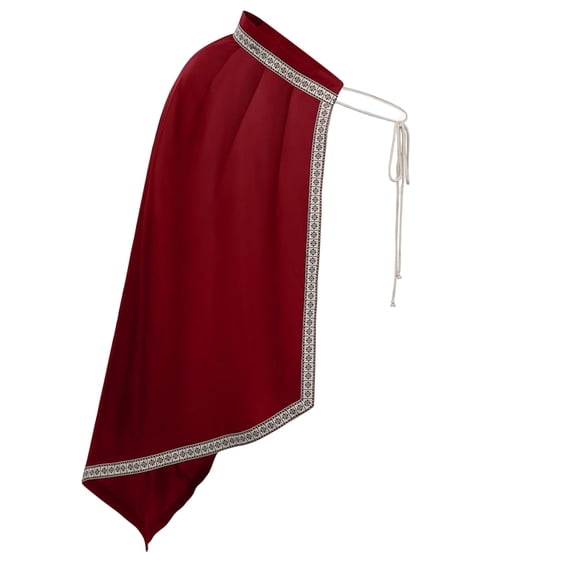 Half Shoulder Cloak for Men Renaissance Shawl Capes Embroidered Trim Viking Pirate Halloween Party Cosplay Costume