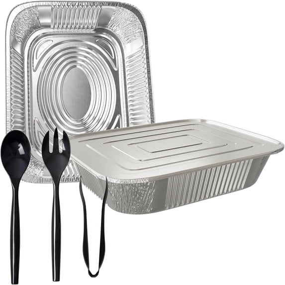 Half Size Aluminum Disposable With Aluminum Lids - 9x13 Chafing Pans Perfect Cookware for Cakes, Bread & other Food: 5PK