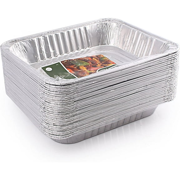 Half Size Diplastible 9" x 13" Disposable Aluminum Foil Pans with Lids Take-Out Container