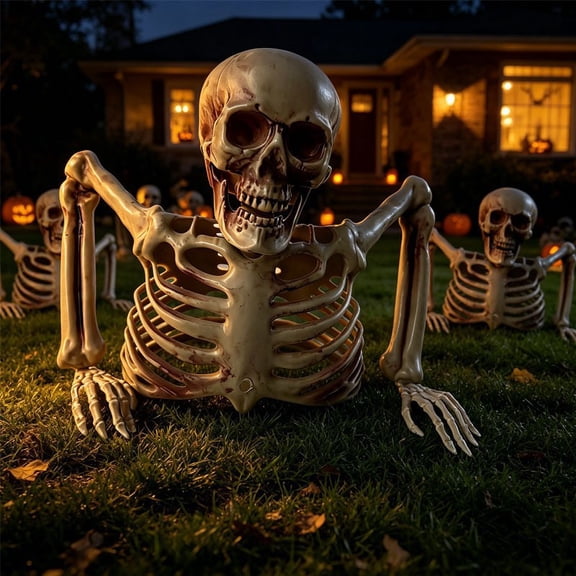 Half Skeleton Halloween Decoration, Realistic Tabletop Skeleton Prop Durable Spooky Display Easy Setup, for Mantel Table Shelf Haunted House Halloween Party Decor