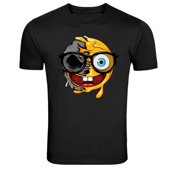 Half Skull Nerd Emoji With Glasses Funny Graphic T-Shirt