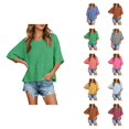 thumbnail image 1 of Half Sleeve T Shirts for Women Loose Fit Crewneck Plain Casual Blouse Basic Tee Shirt Summer Tops, 1 of 6