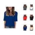 thumbnail image 1 of Half Sleeve T Shirts for Women Summer Casual Short Sleeve V Neck Relaxed Fit Plain Basic Tshirts, 1 of 8