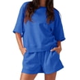 thumbnail image 1 of Half Sleeve Women 2 Pieces Sets Solid Sport Yoga Suit, 1 of 3