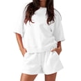 thumbnail image 1 of Half Sleeve Women 2 Pieces Sets Solid Sport Yoga Suit, 1 of 3