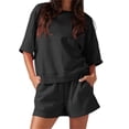 thumbnail image 1 of Half Sleeve Women 2 Pieces Sets Solid Sport Yoga Suit, 1 of 3