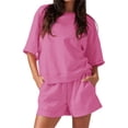 thumbnail image 1 of Half Sleeve Women 2 Pieces Sets Solid Sport Yoga Suit, 1 of 3