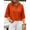 thumbnail image 1 of Half Sleeve Womens Knit Outfits Cropped Button Down Tops Oversized Lightweight Ribbed Knit Cardigan Sweaters, 1 of 5