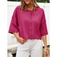 thumbnail image 1 of Half Sleeve Womens Knit Outfits Cropped Button Down Tops Oversized Lightweight Ribbed Knit Cardigan Sweaters, 1 of 5