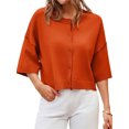 thumbnail image 1 of Half Sleeve Womens Knit Outfits Cropped Button Down Tops Oversized Lightweight Ribbed Knit Cardigan Sweaters, 1 of 5