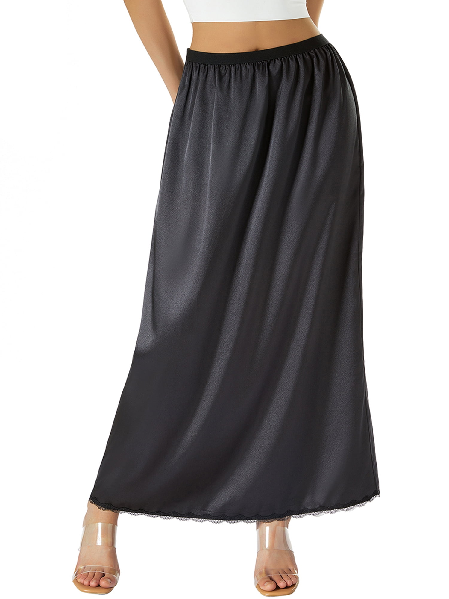 Half Slip Lace Long Oversized Underskirt Women's Satin Half Slip Half
