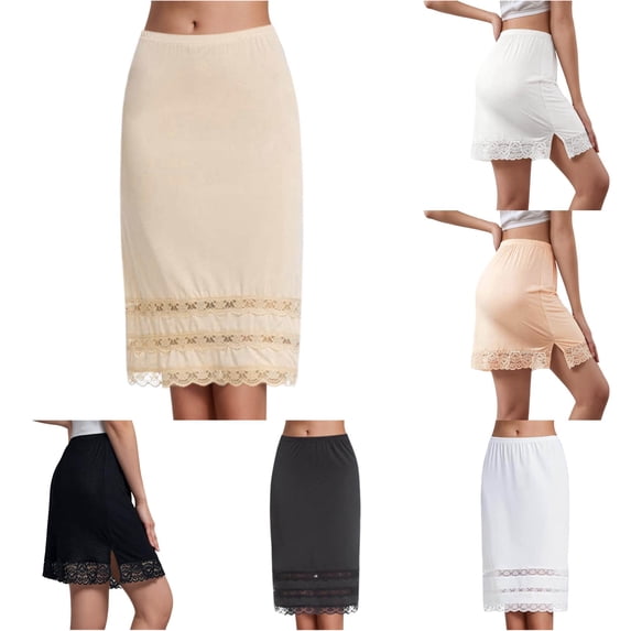 Half Slip for Women Under Dresses Lace Short Trim Beige Half Slips for Underskirt Slip Dress
