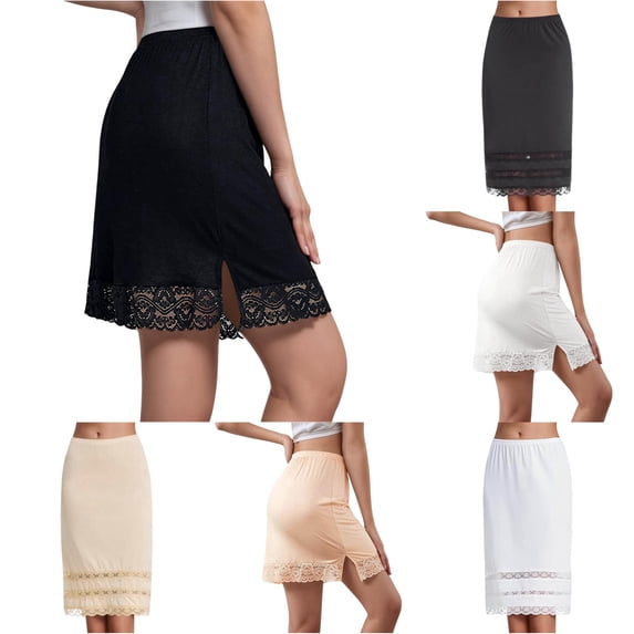 Half Slip for Women Under Dresses Lace Short Trim Black Half Slips for Underskirt Slip Dress