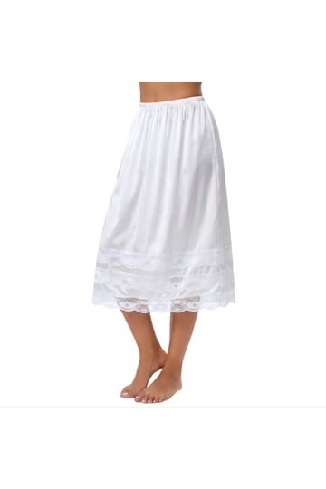 dress extender half slip MOSCOAL Slips for Women Double Lace Skirt for Dresses Satin Lace Underskirt Black Small : Clothing, Shoes & Jewelry Elastic Waist band can stretch an additional 2 MANCYFIT Half Slips for Under