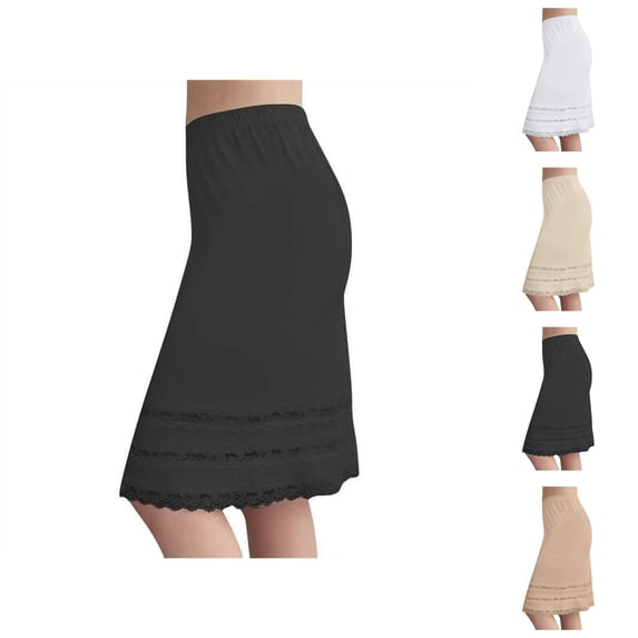 Half Slips for Women Elastic Waist Lace Hem Knee Length Underskirt Dress Extender