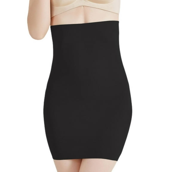 Half Slips for Women Under Dress Tummy Control Shapewear Skirt Slimming Seamless High Waist Slip Body Shaper Skirt Black Medium