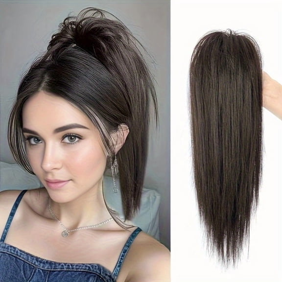 Half-Tied Waterfall Straight Ponytail Hair Wig - Clip-In High Ponytail Extension for Effortless Style