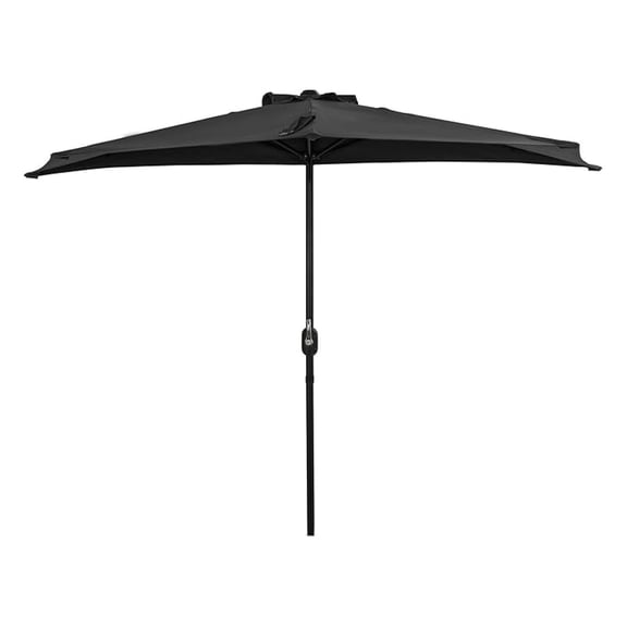 Half Umbrella Outdoor - 9ft Lanai Wall Mounted Patio Umbrella, Crank Lift, Wind Vent, Fade Resistant - Black