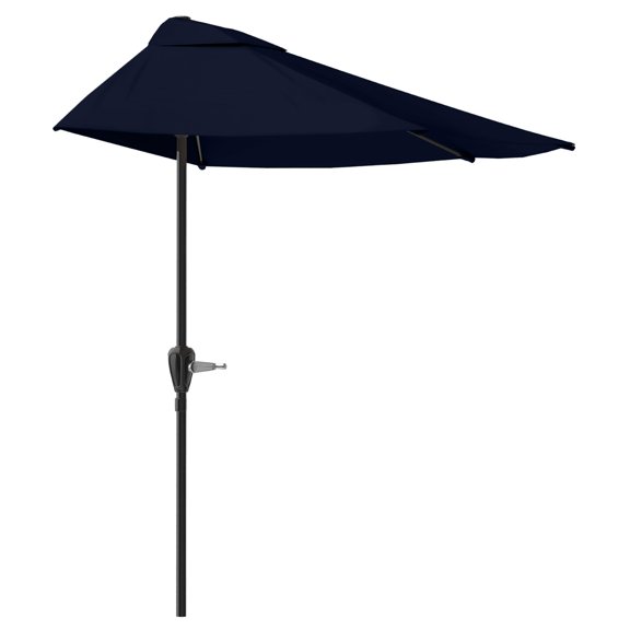 Half Umbrella Outdoor Patio Shade - 9 ft Patio Umbrella with Easy Crank - Small Canopy for Balcony, Table,